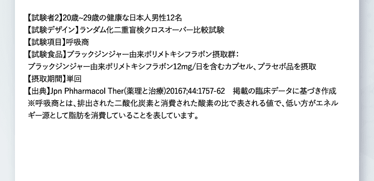 【試験者2】20歳~29歳の健康な日本人男性12名・・・